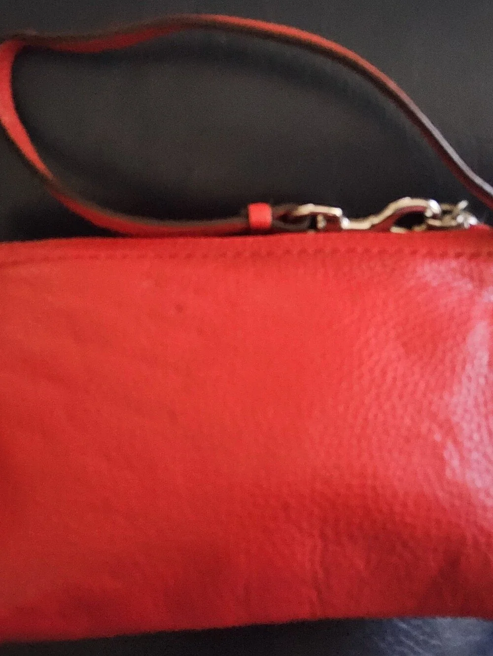 Coach Red Pebbled Leather Wristlet with Strap